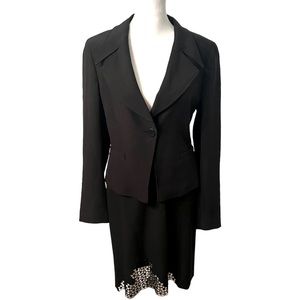 Armani Collezione Antinea SRL Silk and Wool Skirt Suit with Lace Detailing, Sz 8